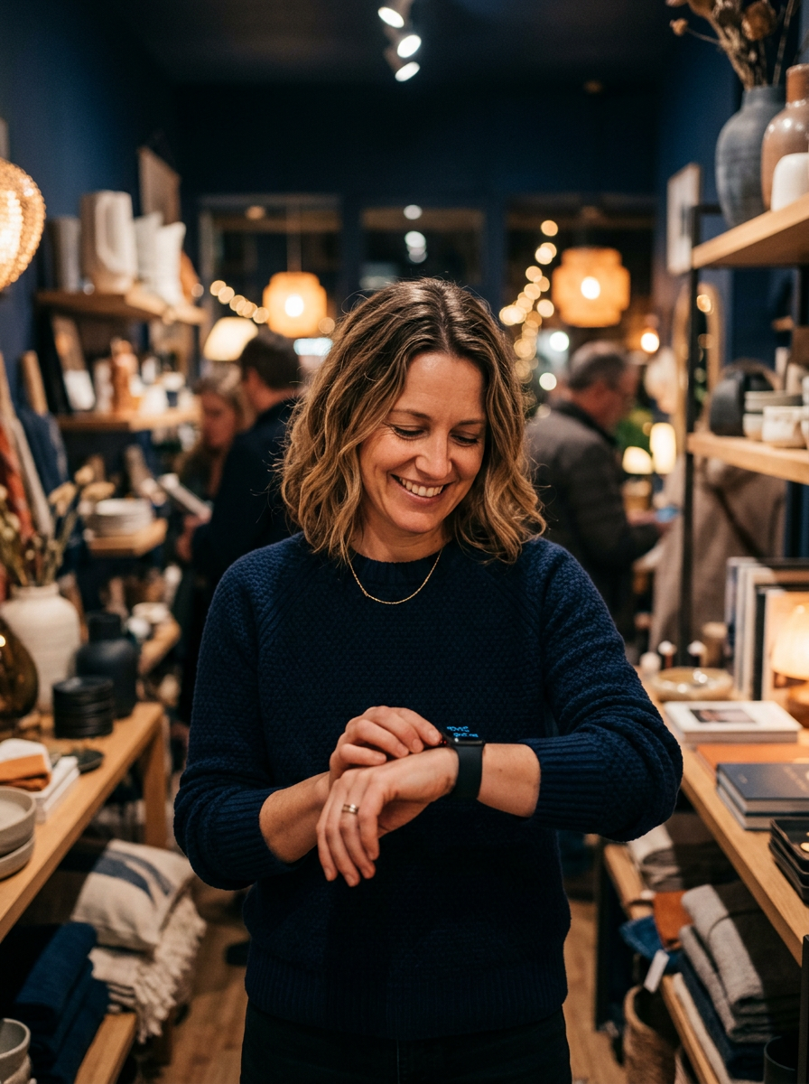 Entrepreneur smiling inside her shop